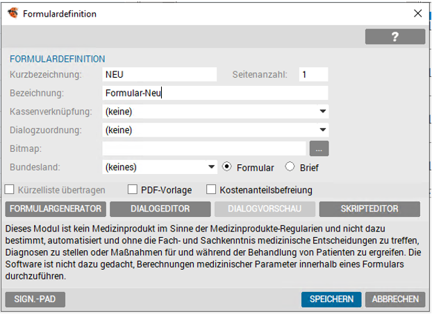 Formulardefinition