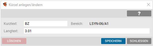 Verrechnungskürzel anlegen