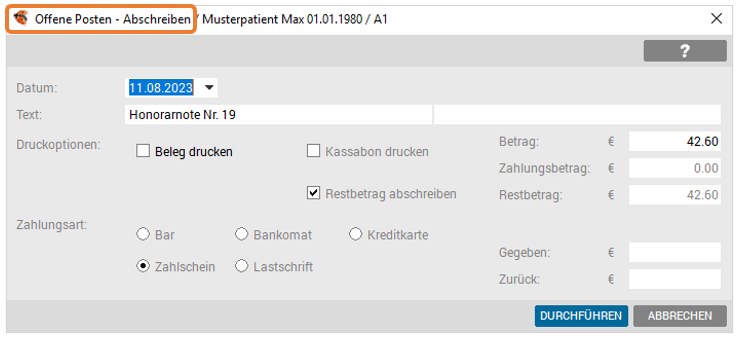 Abschreiben eines offenen Posten