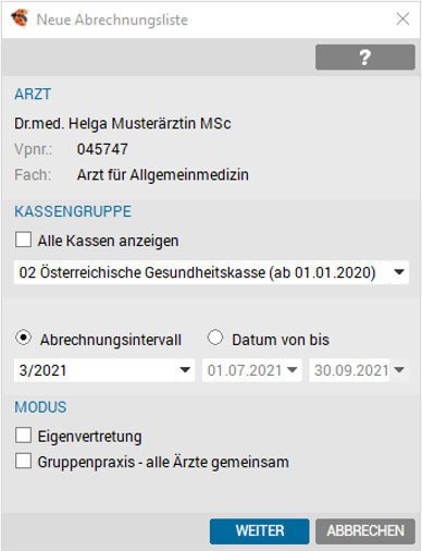 Neue Abrechnung erstellen