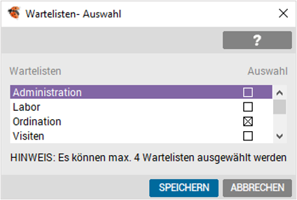 Wartelistenauswahl