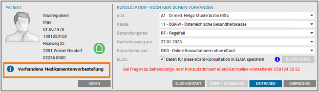 Hinweis - Konsultationsfenster