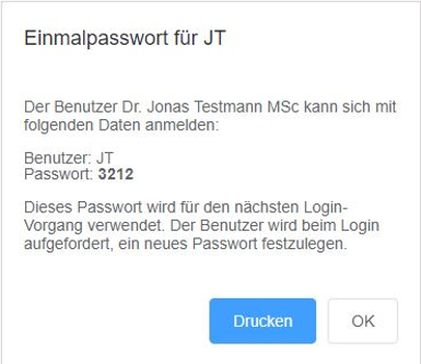 Benutzer neues Passwort vergeben
