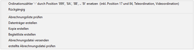 Wien - Abrechungsmenü