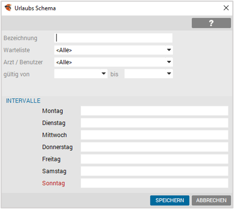 Urlaubs Schema