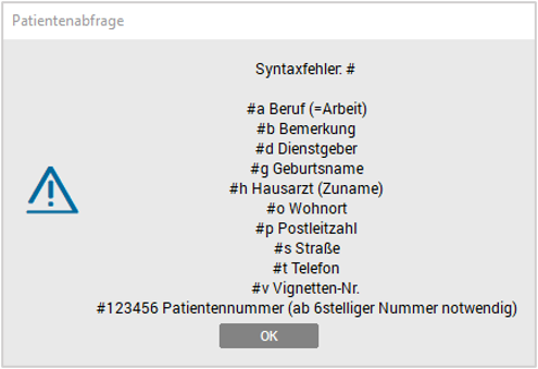 Optionen Patientensuche
