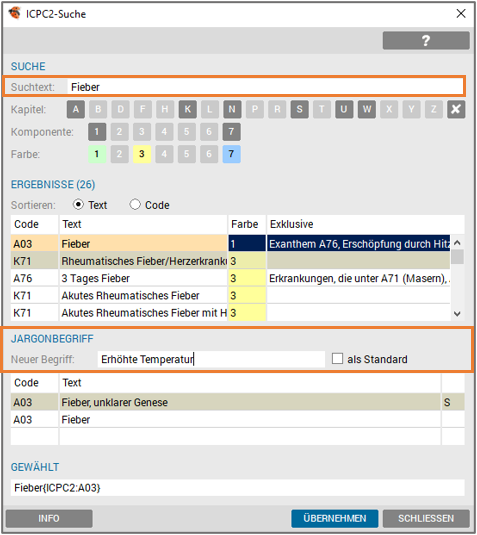 ICPC2-Code mit Jargonbegriff