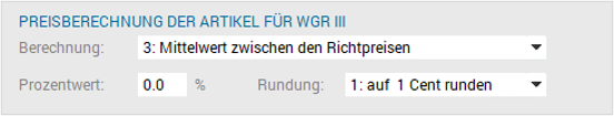 Preisberechnung der Artikel für WGR III