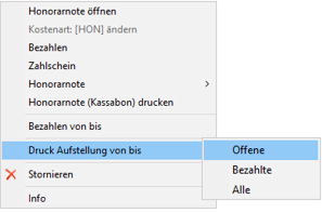 Kontextmenü Geldeintrag