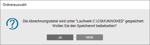 Hinweis für Speicherort