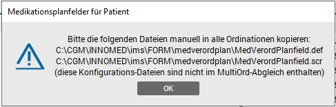 Medikationsplan - Hinweismeldung