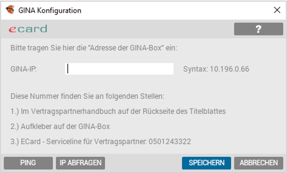 GINA-Konfiguration IP-Adresse