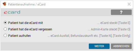 Patientenaufruf mit e-card