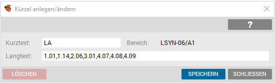 Verrechnungskürzel anlegen II