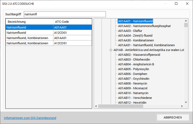 ATC Medikamente Suche