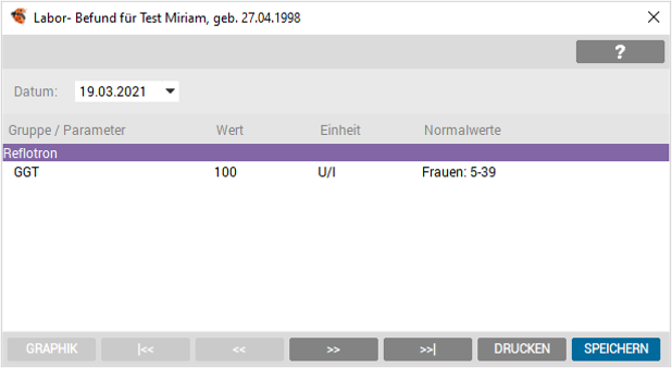 Laborbefund ohne bedingter Formatierung