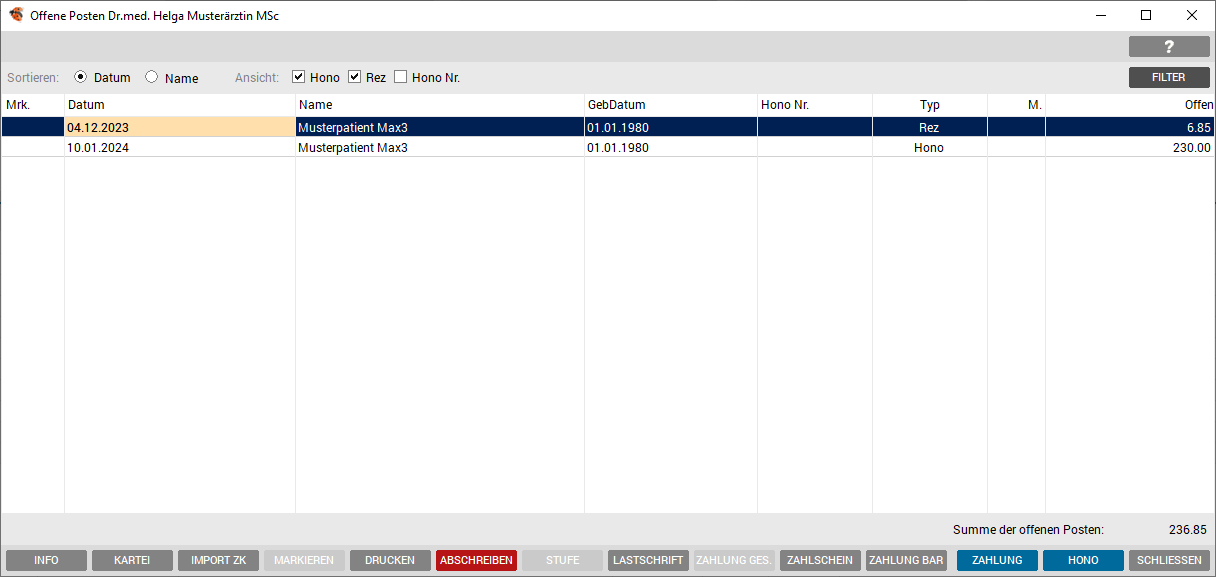Liste offene Posten