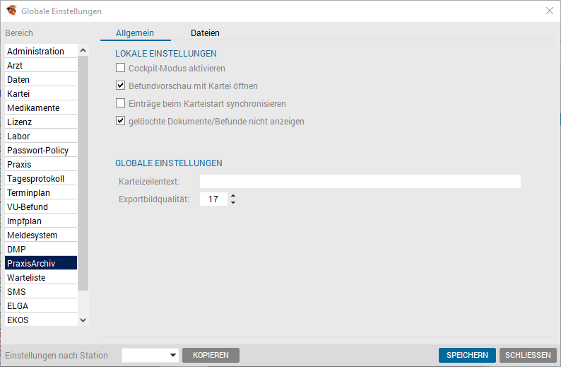 Setup PraxisArchiv - Allgemein