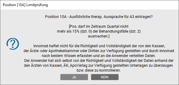 Meldung bei Erreichen der Verrechnungs-Limits