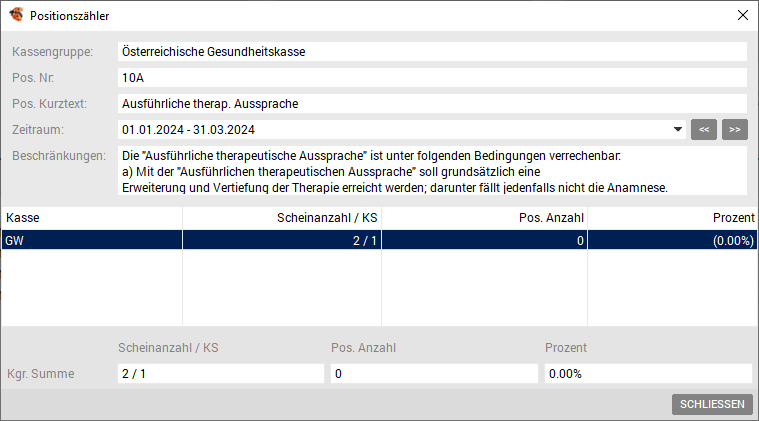 Positionszähler - statistische Auswertung