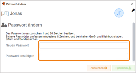 Passwort-Änderungsdialog