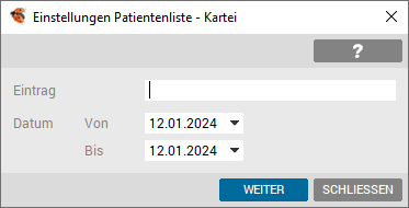 Patientenliste von Karteieinträgen generieren
