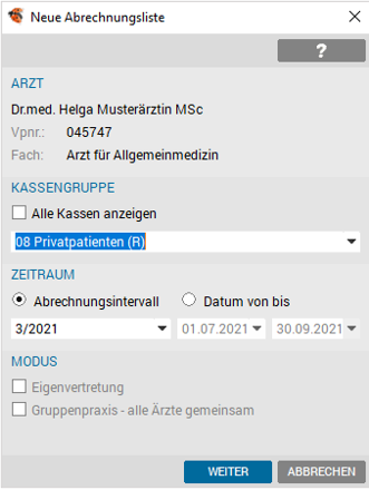 Abrechnungsliste erstellen