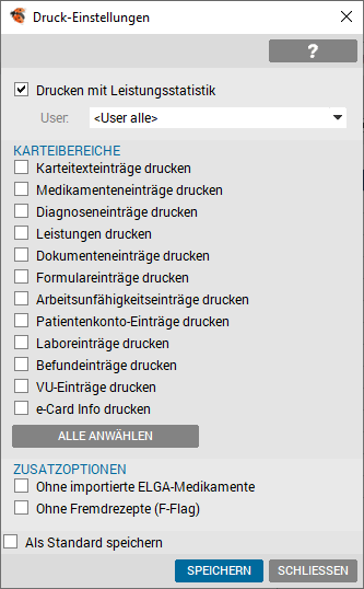 Tagesprotokoll Druckeinstellungen