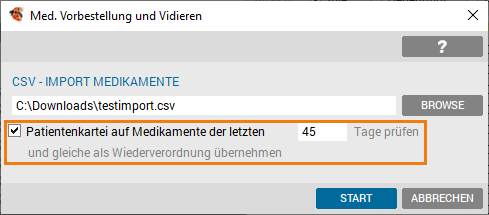 Vorbestellungen - Prüfung Patientenkartei