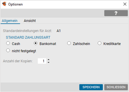 Honorarnote Optionen