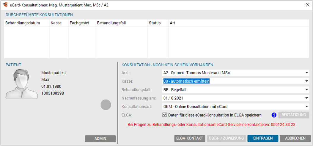 e-card Konsultationen Patient