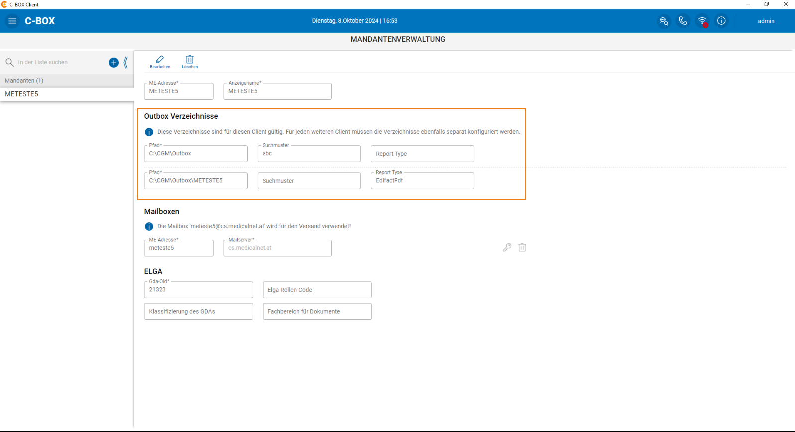 Outbox-Verzeichnisse im Client Outbox-Verzeichnisse im Client