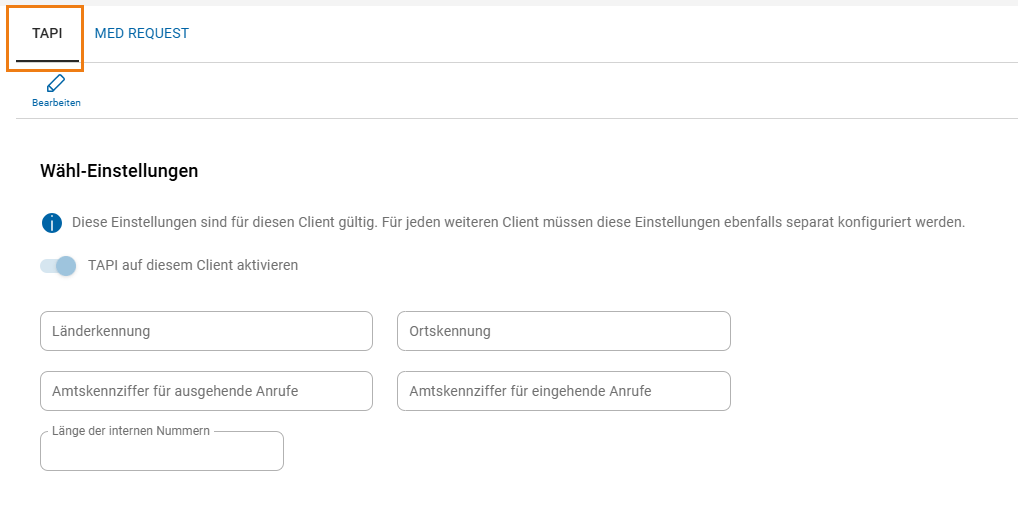Client Einstellungen - TAPI
