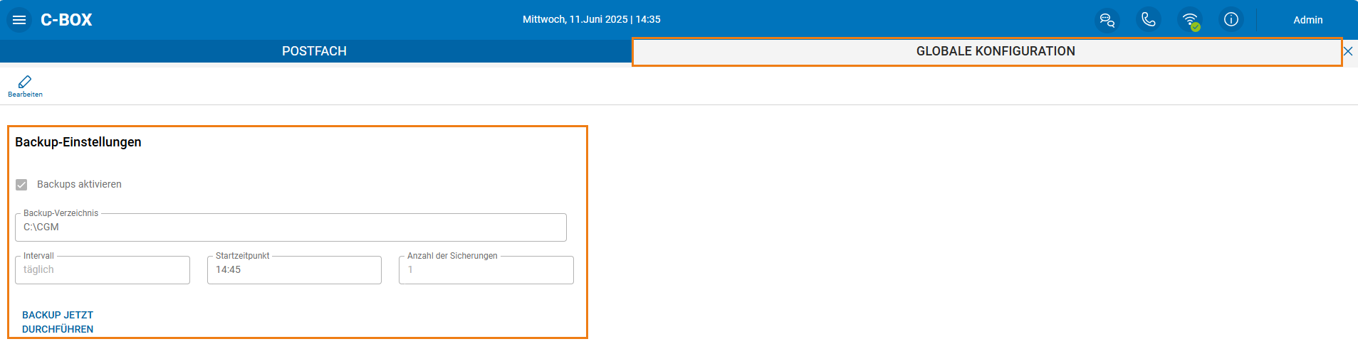 Backup-Einstellungen Backup-Einstellungen