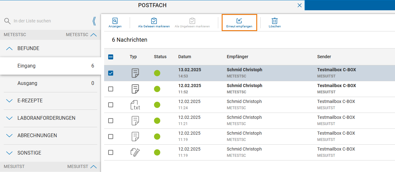 Erneut empfangen