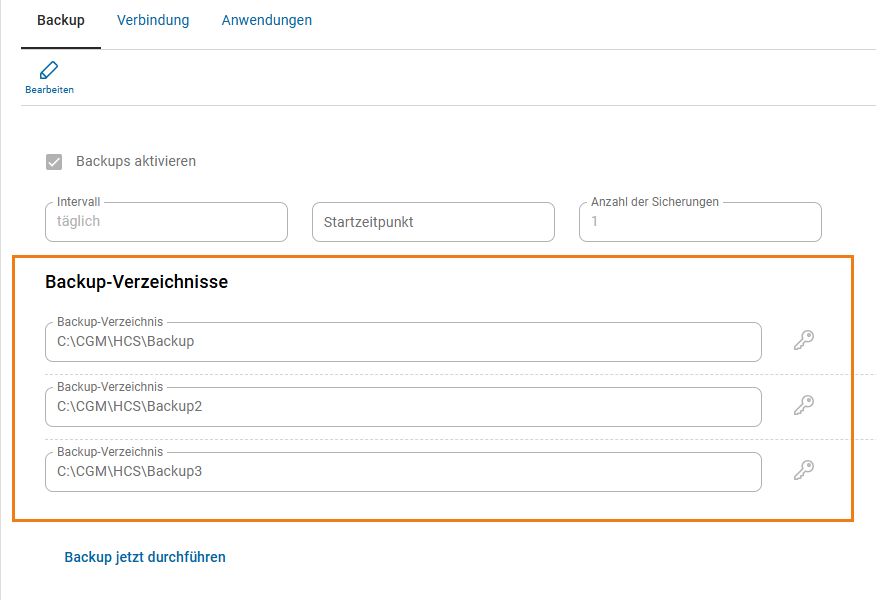 Mehrere Backup-Verzeichnisse