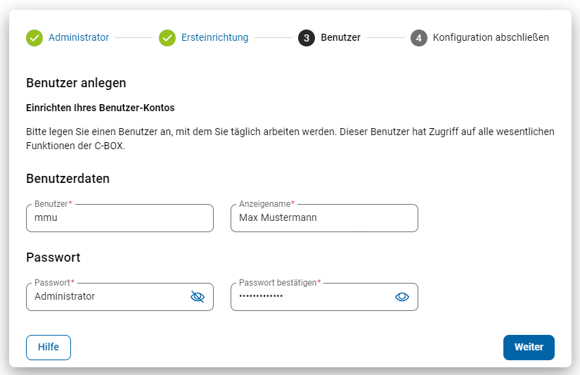 Benutzer anlegen Benutzer anlegen