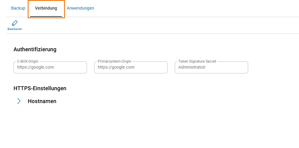 C-BOX Einstellungen - Verbindung