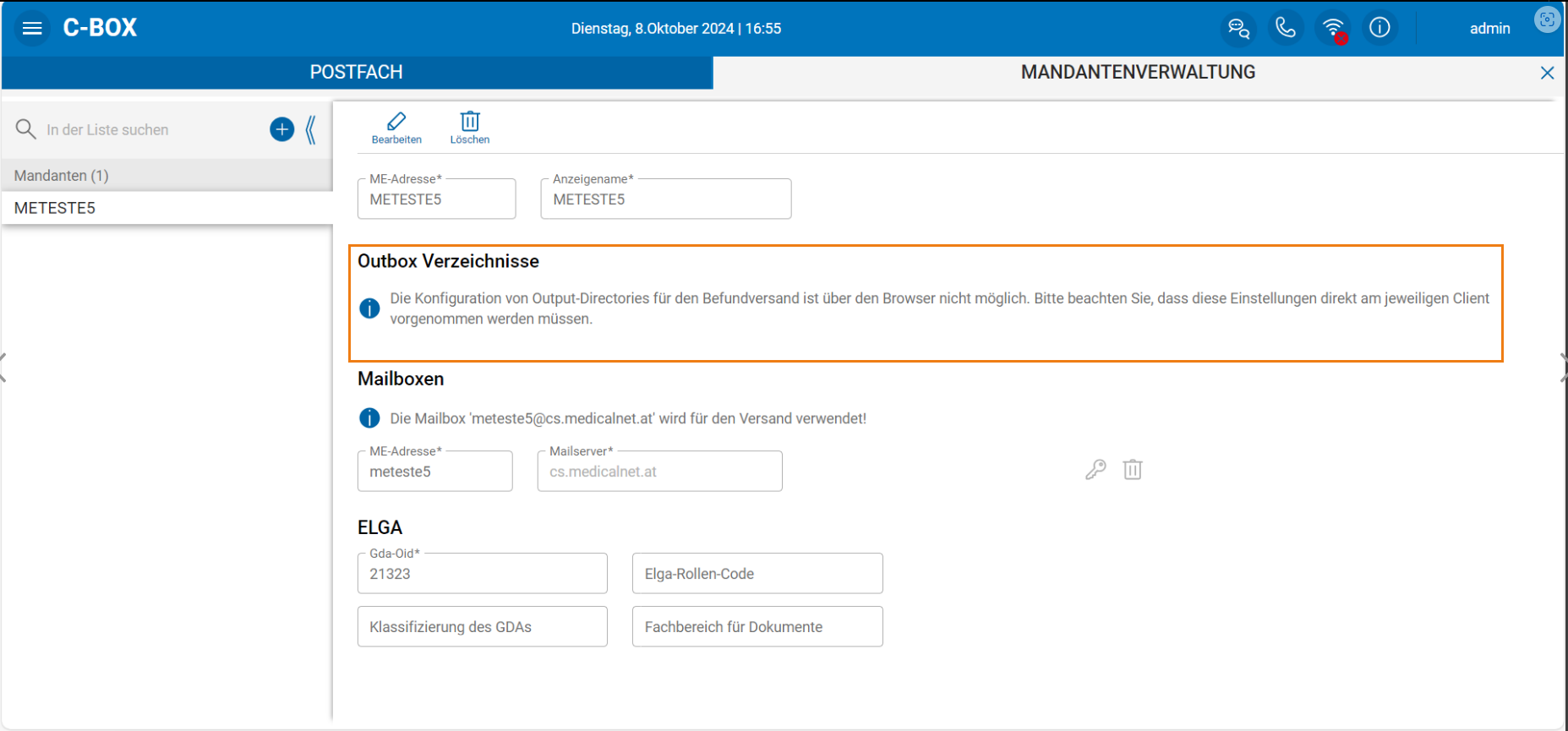 Konfiguration von Client-Outbox Verzeichnissen nicht im Browser möglich Konfiguration von Client-Outbox Verzeichnissen nicht im Browser möglich