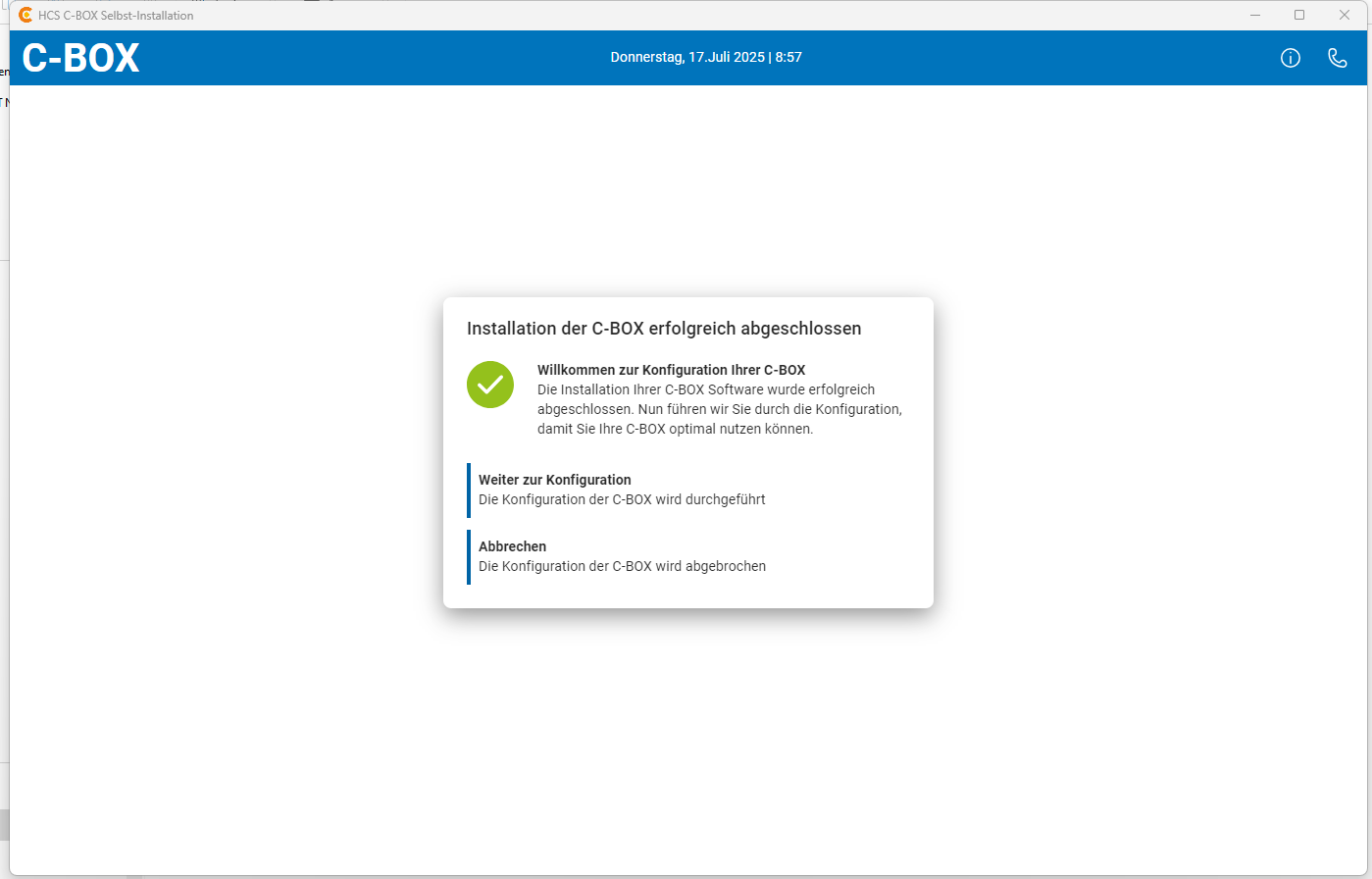 Konfiguration starten Konfiguration starten