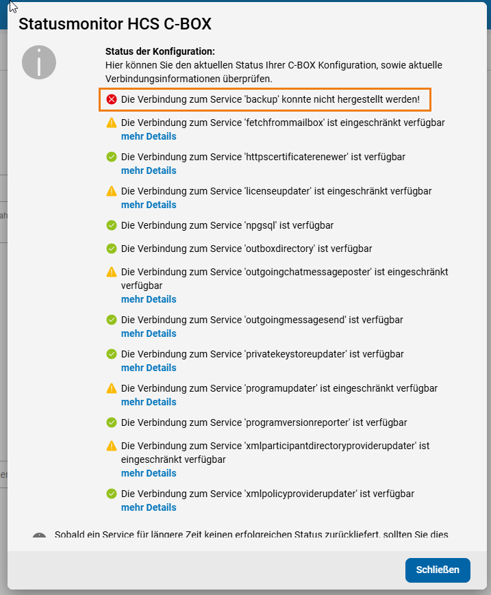 Backup-Status Anzeige Backup-Status Anzeige
