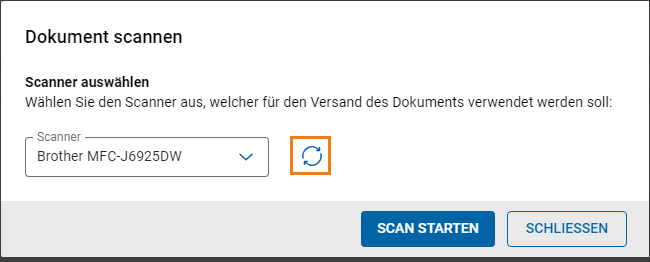 Scanner-Liste aktualisieren