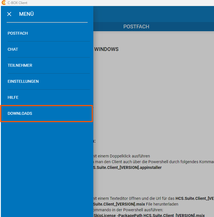 Menüpunkt Download Menüpunkt Download