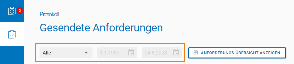 Datumsbereichfilter im Protokoll Datumsbereichfilter im Protokoll