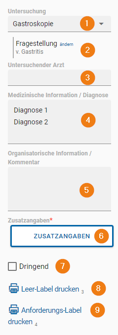 Pathologieanforderung - Informationsbereich Pathologieanforderung - Informationsbereich
